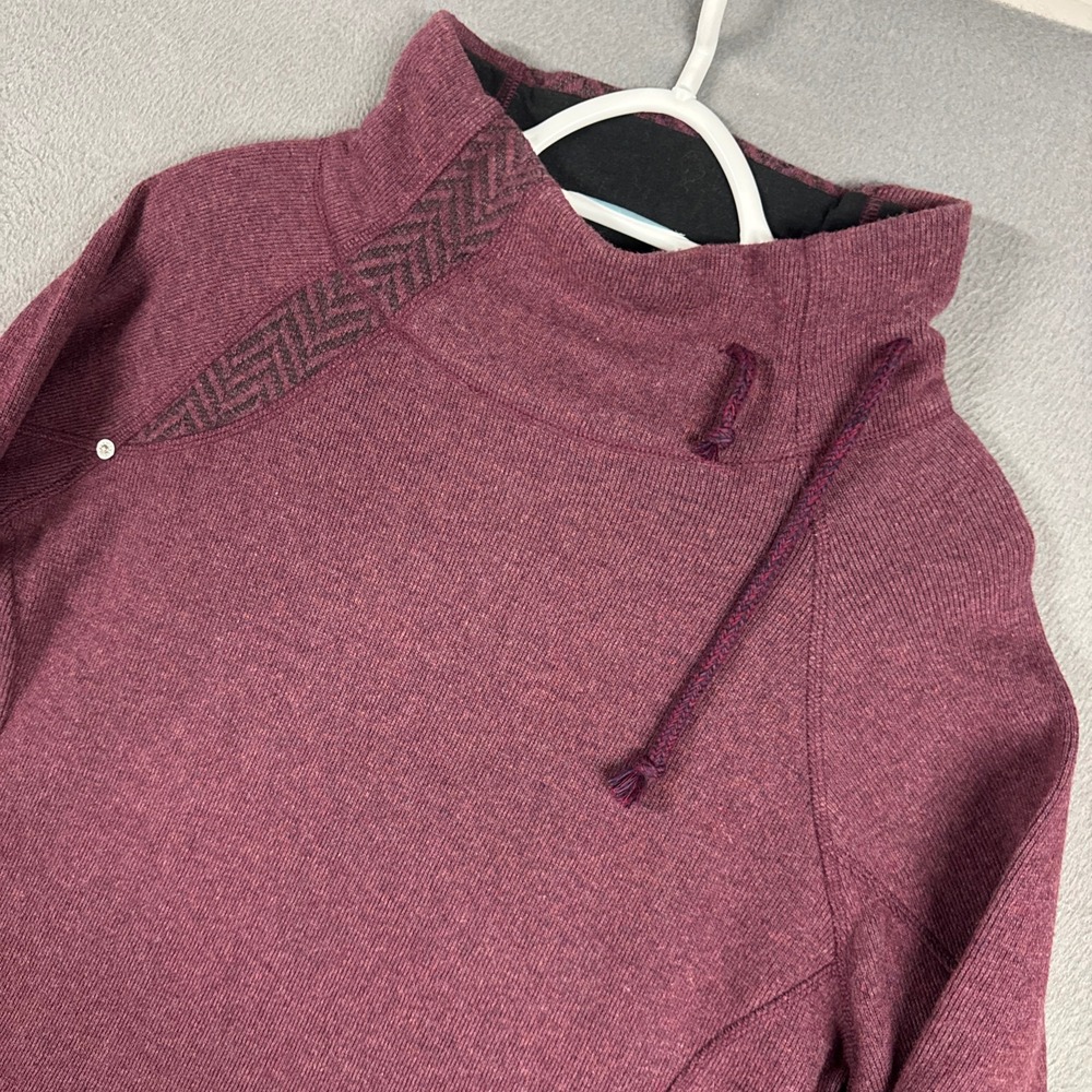 Prana Lucia Sweater Womens XL Burgundy Asymmetric Mock Neck Wool Blend Pullover
